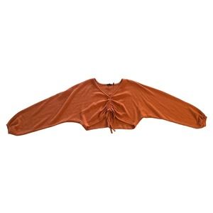 S UO Urban Outfitters Out From Under Sadie Shirred Orange Thermal Crop Top Tie